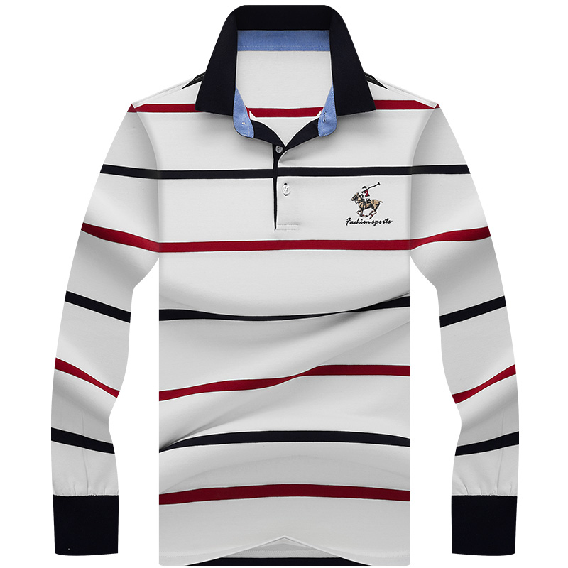 New Arrival Brand Polo Shirt Men 3d, Mens Red And White Striped Long Sleeve Polo Rugby Shirt