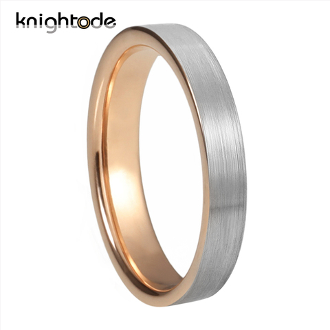 4mm Rose Gold Tungsten Carbide Engagement Ring For Women Exquisite Wedding Band Silvery Flat Brushed Finish Comfort Fit ► Photo 1/6