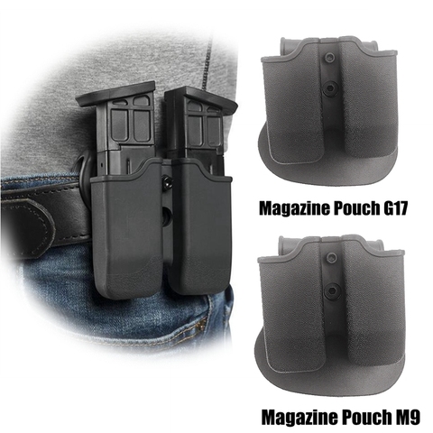 Double Magazine Holder Universal 9mm .40 Mag Holster for Glock 17 Beretta M9 M92 IMI Double Paddle Mag Pouch ► Photo 1/3