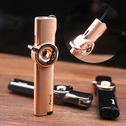Grinding Wheel Jet Torch Lighter Rotary Ignition Long Stripe Metal Turbo Butane Gas Pipe Lighter Windproof Cigarettes Lighter ► Photo 1/6