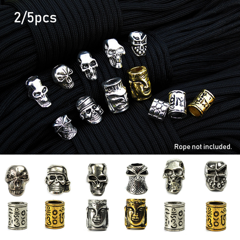 2Pcs Paracord Beads Metal Charms Skull Paracord Bracelet Braided Parts DIY Pendant Buckle Knife Lanyards Decoration Accessories ► Photo 1/6