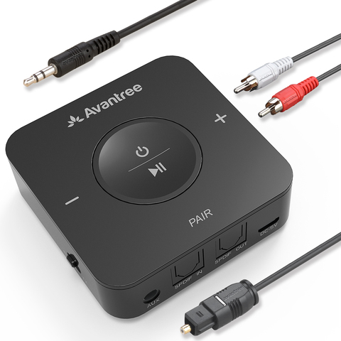 Avantree TC417 Bluetooth Transmitter Receiver for TV, Optical Digital Toslink, Volume Control for 3.5mm AUX, RCA, 20H Play time ► Photo 1/6