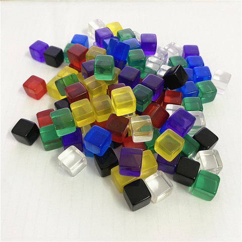50Pcs/set 10mm Transparent Colorful Crystal Cubes Blocks Blank D6 Dice Chess Piece With Right Angle Sieve For Puzzle Board Games ► Photo 1/6