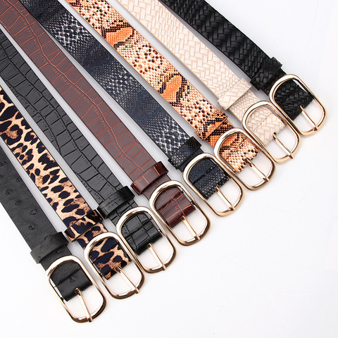 2022 Vintage Snake Leopard Print Belt for Women Black Fashion Waist Leather Belt for Lady Female Waistband Belts ► Photo 1/6