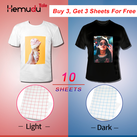 A4  10 sheets T-Shirt Transfer Photo Paper Inkjet for Dark or Light Color Fabric Cotton Garment ► Photo 1/5