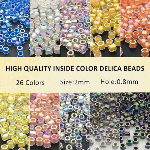 2mm Delica Beads Illusory Colors Glass Seed Bead Silver Lined Crystal  Miyuki Bead For Diy Jewelry Making Earrings Bracelet Craft - Garment Beads  - AliExpress