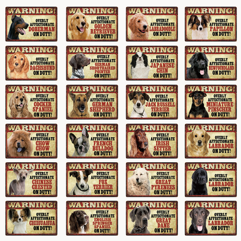 [ Kelly66 ] Pets Dog Warning Doberman Golden Labrador  Metal Sign Tin Poster Home Decor Bar Wall Art Painting 20*30 CM Size Dy91 ► Photo 1/6