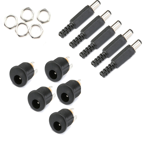 5.5 * 2.1mm 12V 3A DC022 Plastic Male Plugs Female Socket Panel Mount Jack 5.5x2.1mm DC Power Connectors Electrical Supplies ► Photo 1/5