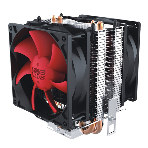 PcCooler Double fan 8cm CPU cooler fan  cooper 2 heatpipe silent cooling radiator fan for LGA775 1151 1155 1556 FM2+ FM2 FM1 AM3 ► Photo 1/5