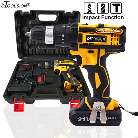 New 21v Impact Electric Drill Variable Speed Impact Electric Screwdrivers 1500MAh Impact Cordless Drill Lithium Battery ► Photo 1/6
