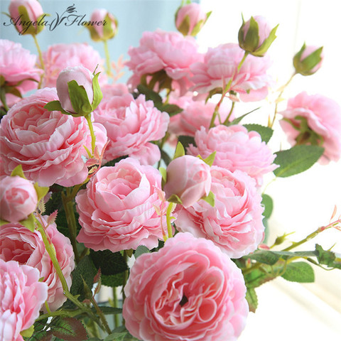 Western rose core 3 heads peony artificial flower manufacturers home Christmas decor wedding silk flower wall materials peony ► Photo 1/6