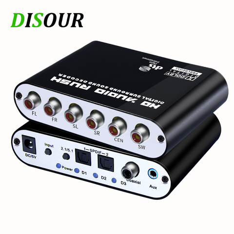 DISOUR Digital 5.1 Audio Decoder Dolby Dts/Ac-3 Optical To 5.1-Channel RCA Analog Converter Sound Audio Adapter Amplifier For TV ► Photo 1/6