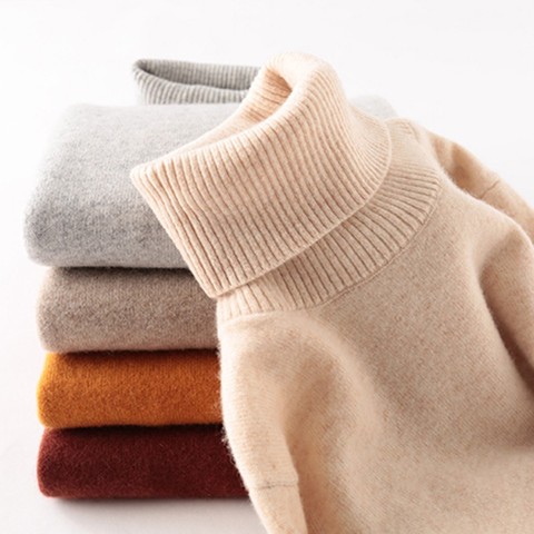 100% Merino Wool Women Turtleneck Sweater 2022 Autumn Winter Warm Soft knitted Pullover Femme Jumper Women Cashmere Sweater ► Photo 1/6