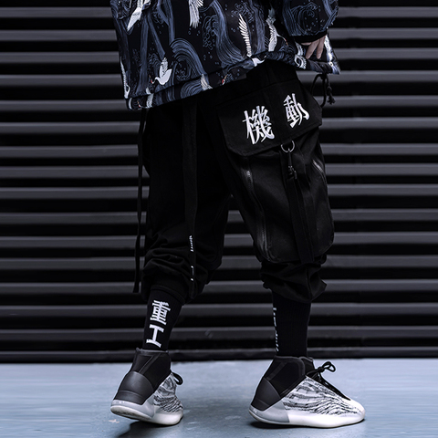 big bag overalls ribbon male function tooling women/Men's clothes Harajuku Hiphop Cargo Pants Jogger Leggings oversized Overalls ► Photo 1/1