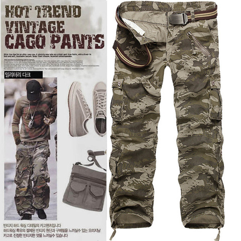 MIXCUBIC tactical pants loose Multi-pocket washing 100% cotton army pants camouflage cargo pants men plus big size 28-40 ► Photo 1/1
