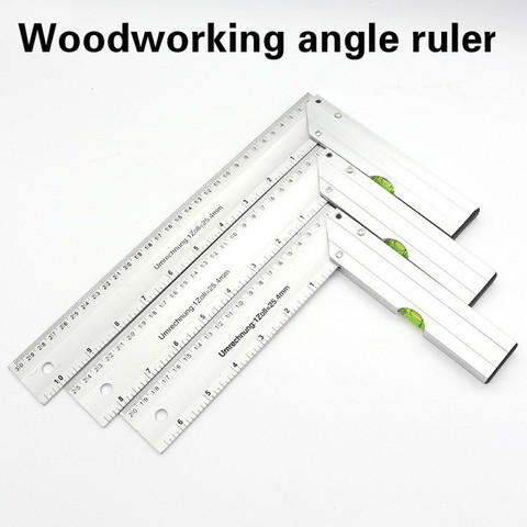 200/250/300 mm 90 Degree Thickening Angle Ruler Aluminum Alloy Square Marking Gauge Protractor With Bubble Level Measuring Tools ► Photo 1/4