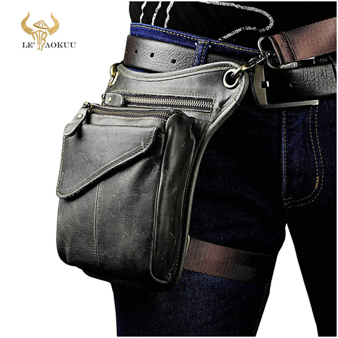 Real Leather Men Multifunction Design Casual Sling Shoulder Messenger Bag Fashion Travel Waist Belt Pack Drop Leg Bag 211-3-g ► Photo 1/6