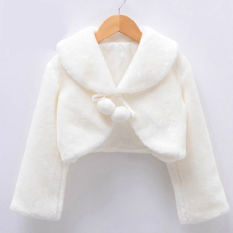 Kids Girls Princess Thicken Plush Jacket Crop Wraps Shawl Flower Girls Long Sleeves Bolero Warm Cape Wedding Birthday Party Coat ► Photo 1/6