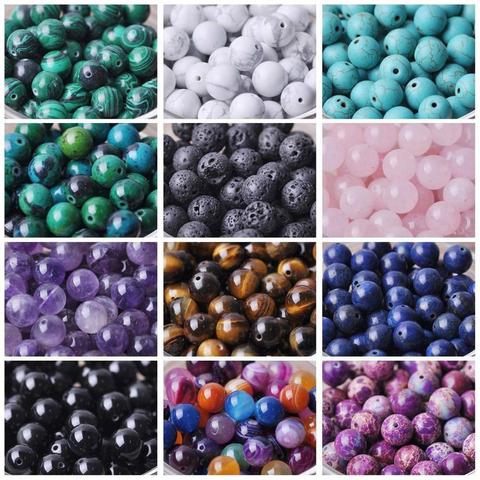 Round 4mm 6mm 8mm 10mm 12mm Natural Stone Rock Loose Spacer Beads lot for Bracelet Jewelry Making Findings DIY Crafts ► Photo 1/6