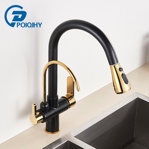 Black Gold Purification water Kitchen Faucet 360 degree rotate Filtered Pure Water Faucet Crane Multifunction Mixer Tap Torneira ► Photo 1/6