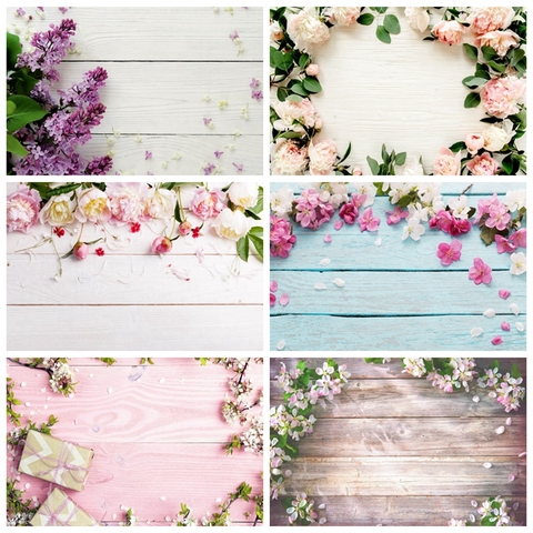 Flower Wood Board Floor Plank Wooden Newborn Baby Shower Birthday Backdrop Vinyl Photography Background Photophone Photozone ► Photo 1/6