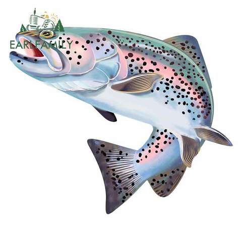 EARLFAMILY 13cm For Trout Fish Colorful Car Decal Scratch-Proof Car Stickers Waterproof Refrigerator Car Decoration For JDM SUV ► Photo 1/6
