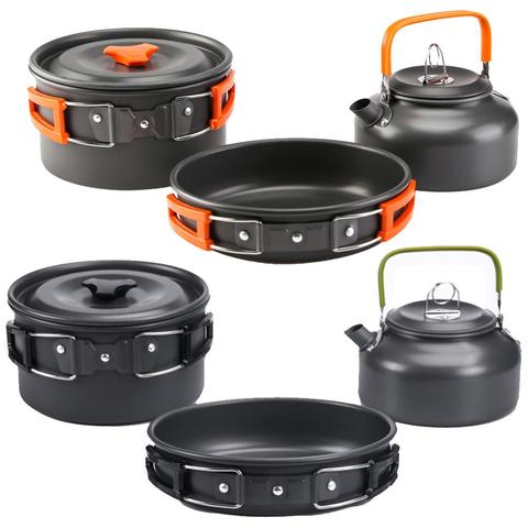 Camping Cookware Kit Outdoor Aluminum Cooking Set Water Pot Pan Sets Travelling Hiking Picnic BBQ Ultralight Tableware Equipment ► Photo 1/6