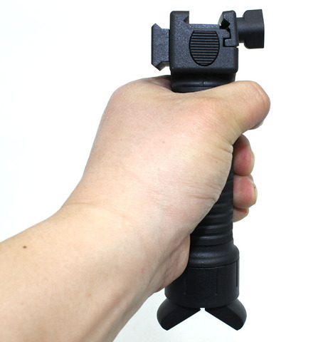 Tactical Foldable Vertical Hand Grip Foregrip Rail with Retractable Bipod Stand 