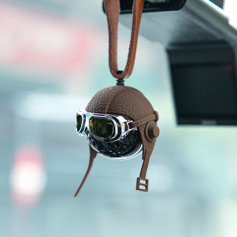 Creative Helmet Car Air Freshener Airborne Division Luxury Car Perfume Genuine Leather Strap Hanging Car Fragrance ► Photo 1/6