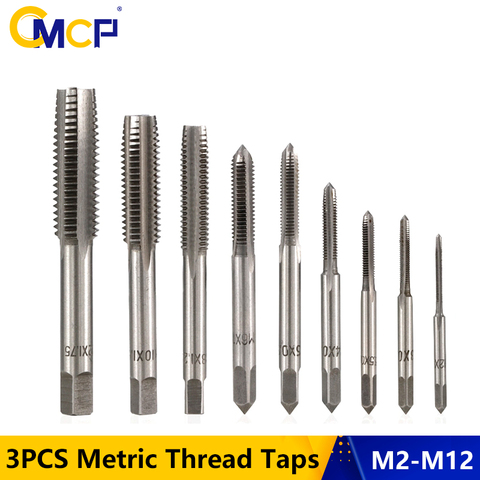 3pcs M2 M2.5 M3 M3.5 M4 M5 M6 M8 M10 M12 Metric Thread Taps HSS Screw Tap Drill Bit Set Straight Flute Plug Taps Hand Tools ► Photo 1/6