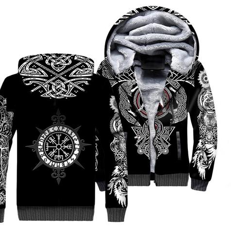 Tessffel Viking Tattoo Warrior God Odin NewFashion Thicker Winter Tracksuit 3Dprint Men/Women Warm Fleece Jacket Zip Hoodies A-1 ► Photo 1/6