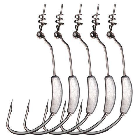 5pcs/lot Weighted Fishing Hook 2g 2.5g 3g 5g 7g Barbed Lead Hook High Carbon Steel Jig Head Hook for Soft Lure ► Photo 1/6