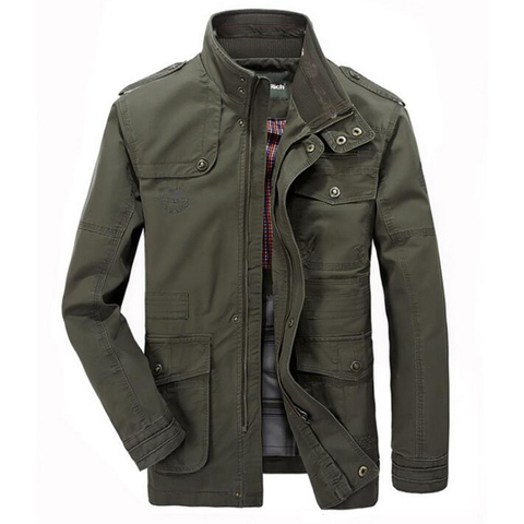 100% Cotton Jacket Men Casual Cargo Military Multi Pocket  Jackets and Coats Male Chaqueta Hombre Army Long Coat 7XL Clothing ► Photo 1/6