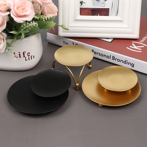 Iron Black Gold Plated Candle Holders Pillar Metal Plate For Wedding Party Festival Portavelas Candelabra Art Gift Home Decor ► Photo 1/6