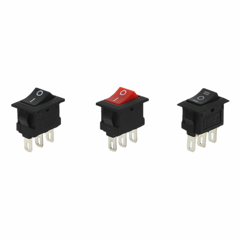 10Pcs Push Button Switch 10x15mm SPST 3Pin 3A 250V KCD11 Snap-in On/Off On/Off/On  Rocker Switch 10MM*15MM Black Red ► Photo 1/6