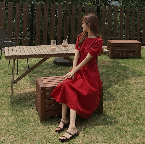 new Summer Girls Dress Women Cotton Linen Casual short Sleeve Dresses Female Dress Vintage Solid Red dress Robe Femme Vestido ► Photo 1/6