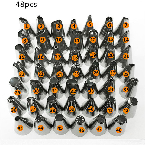 Cake Decorating 48Pcs/set Good Quality Stainless steel Icing Piping Nozzles Pastry Tips Set Cake Baking Tools Accessories ► Photo 1/6