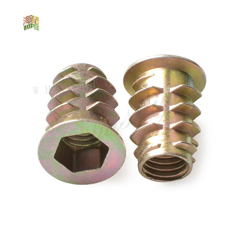 10Pcs M4 M5 M6 M8 M10 Zinc Alloy Thread For Wood Insert Nut Flanged Hex Drive Head Furniture Nuts ► Photo 1/2