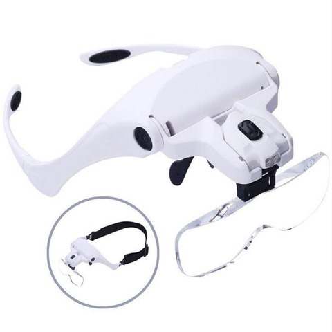 Headband Magnifier Glasses With LED Light, Head Mount Magnifier Hands Free Reading Magnifying Glasses for Jeweler Loupe Craft ► Photo 1/4