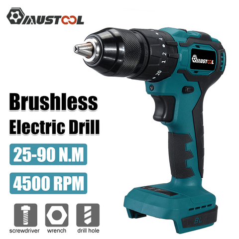 MUSTOOL 3 in 1 Brushless Electric Screwdriver Impact Drill 21+3 Torque Cordless Electric Drill For Makita 18V Battery Power Tool ► Photo 1/6