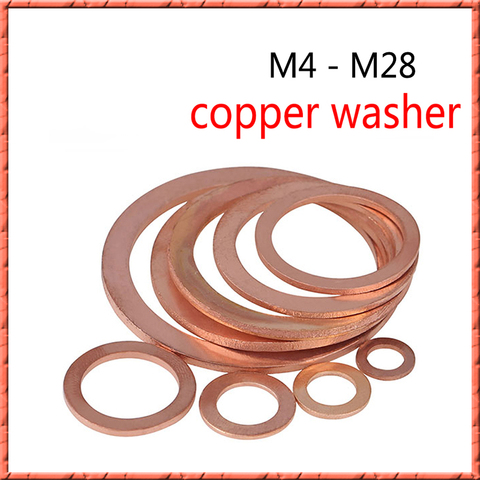 20-50-100pcs/lot M4/M5/M6/M8~M24/M26/M27/M28 Copper washer copper seals ring gasket Increase the thickening Marine brass washer ► Photo 1/5