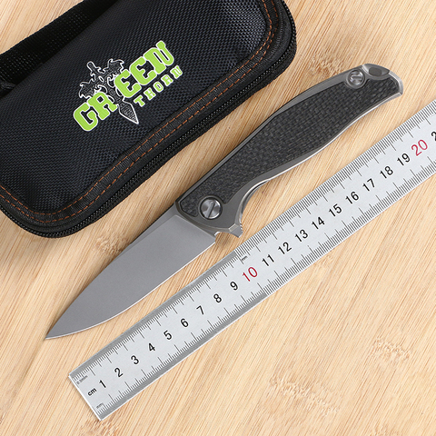 Green thorn F95 folding knife d2 steel TC4 titanium alloy + carbon fiber handle camping hunting knife practical fruit knife EDC ► Photo 1/6