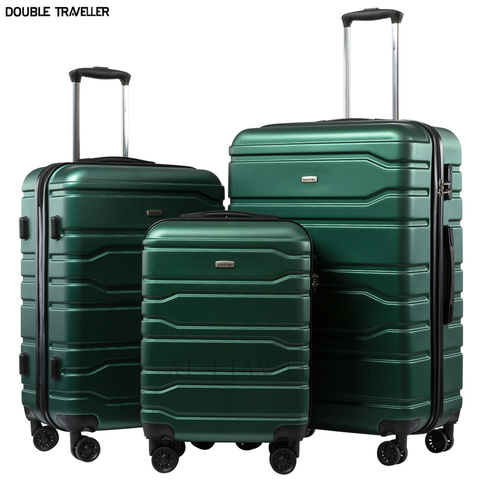 New 3PCS set 20''24/28 inch Rolling luggage set travel suitcase on wheels 20inch carry ons cabin trolley luggage bag ABS+PC case ► Photo 1/6