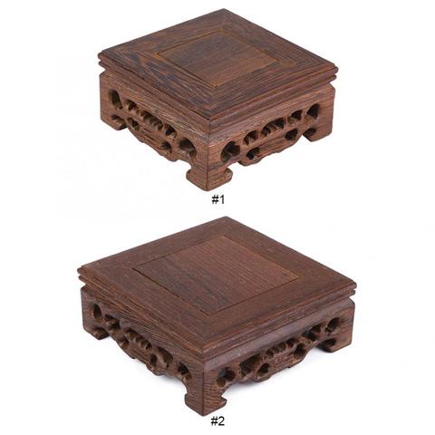 Retro Tea Tray Tea Table Delicate Small Square Teapot Base Vase Decoration Solid Wood Bonsai Pedestal Wooden Base Serving Tray ► Photo 1/6