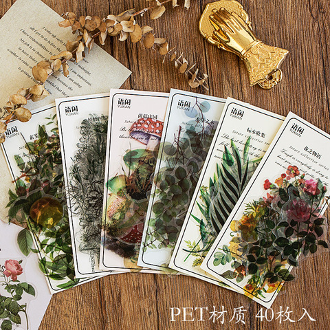 40pcs/pack Refreshing Plants Flower Sticker Decoration Stickers Diary Scrapbooking Label Sticker Stationery ► Photo 1/5