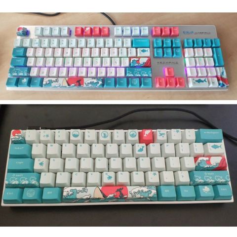 5 Sides Dye-Sublimation 109 Keys OEM PBT Keycaps Full Set Mechanical Keyboard Keycaps Ukiyo-e Sea Waves Keycaps ► Photo 1/6