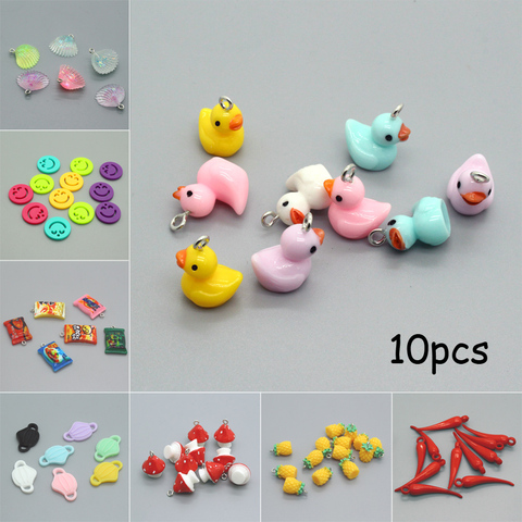 10pcs Mixed Resin Food Animal Fruit Pendant Charms Pineapple Noodles Duck Earring Key Chains Accessory DIY Charm Jewelry Make ► Photo 1/6