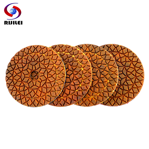 RIJILEI 4PCS 4 Inch Super Wet Diamond Polishing Pads Longer Life Diamond Copper Polishing Pad For Granite Marble Grinding Discs ► Photo 1/6