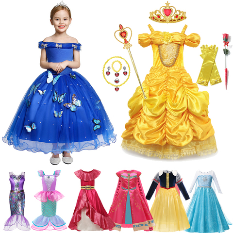 Frozen Elsa Anna Snow Queen Dress Princess Cosplay Costume Halloween Tulle Dresses for Girls Chrismtas Party ► Photo 1/6