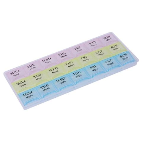7 Days Weekly Transparent 21 Compartment Lid Tablet Pill Box Holder Medicine Storage Organizer Case Container ► Photo 1/6